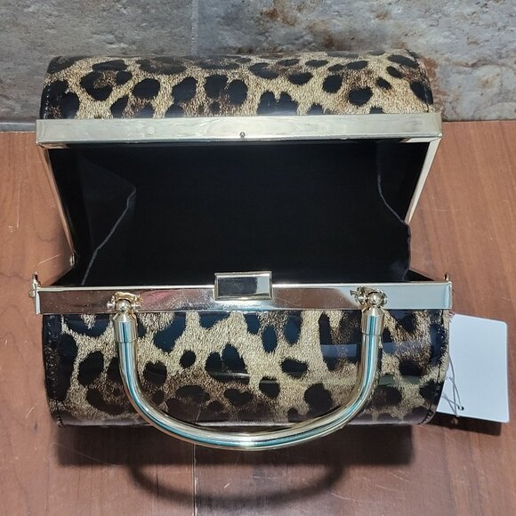 Leopard Print Round Barrel Shoulder Hand Bag - Picture 5 of 15